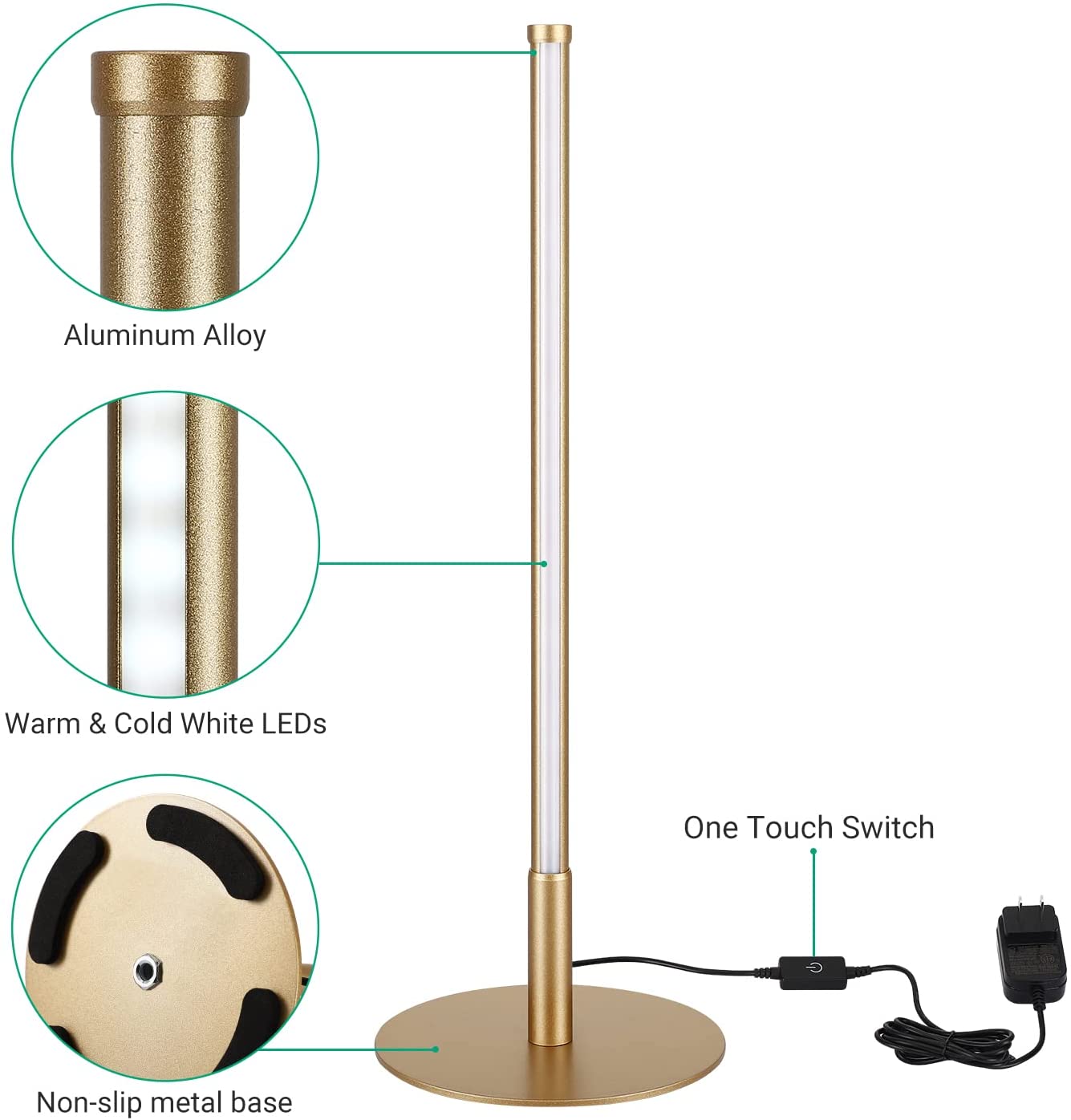 Lampa stołowa LED złota dotykowa 6W 550 lm