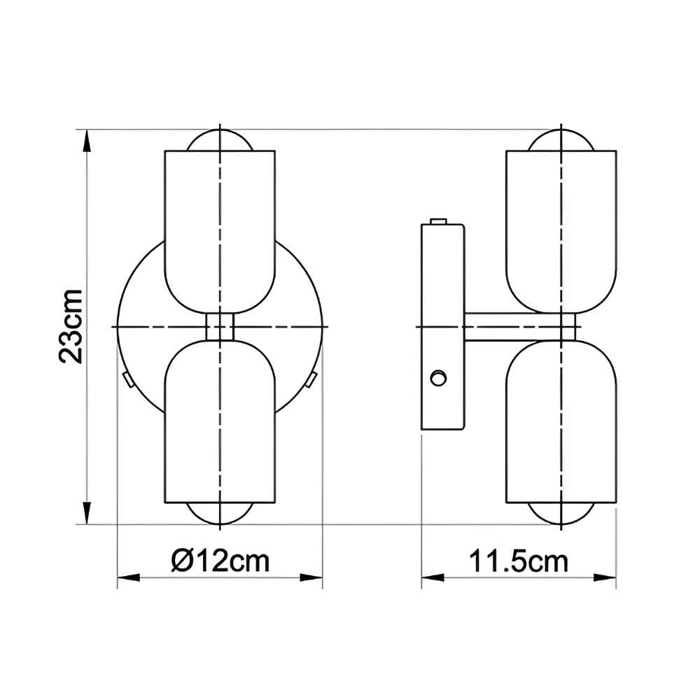 Podwójna lampa ścienna LED z akrylu i metalu