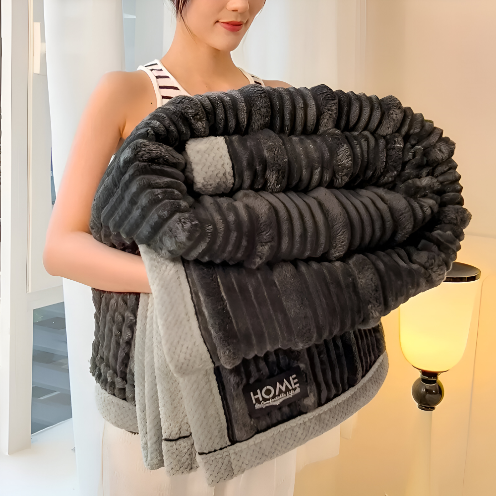 Koc polarowy vintage w paski 150/180/200 cm