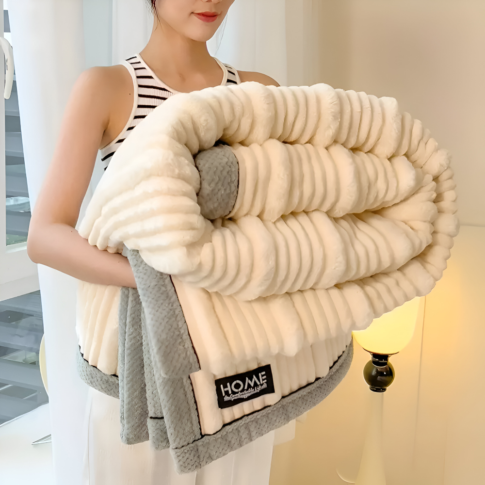 Koc polarowy vintage w paski 150/180/200 cm