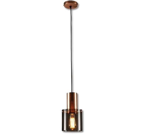 Cylindryczna lampa wisząca ze szkła i metalu LED
