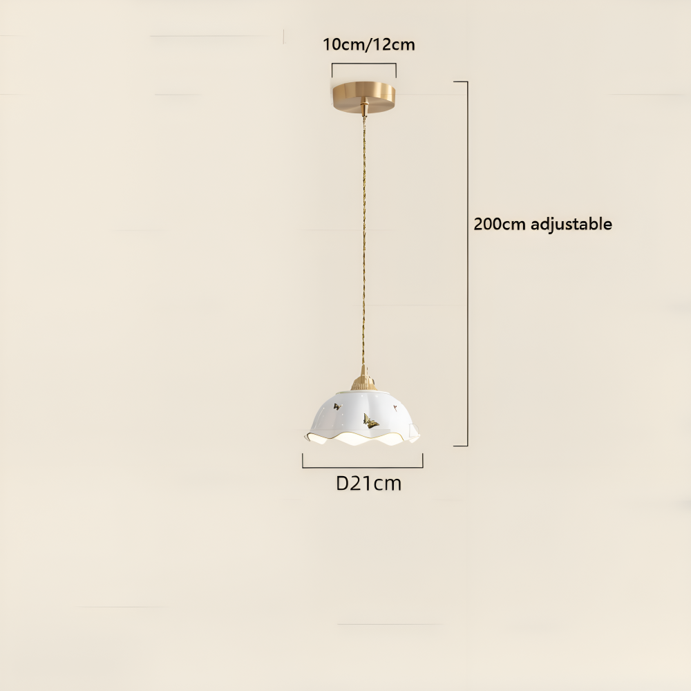 Ceramiczna lampa wisząca motyl LED do salonu