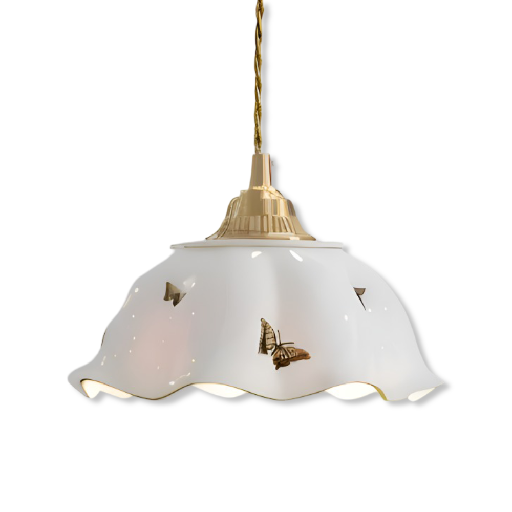 Ceramiczna lampa wisząca motyl LED do salonu