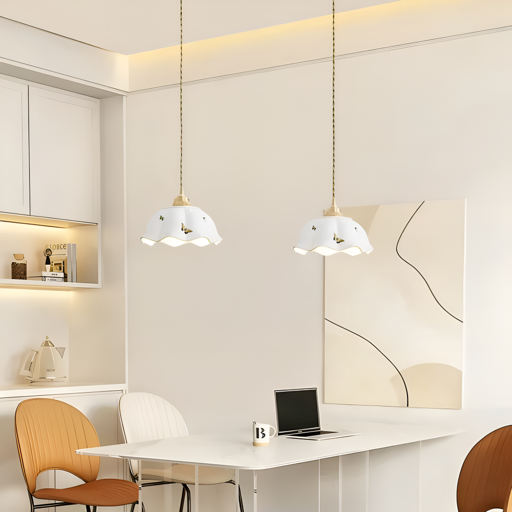 Ceramiczna lampa wisząca motyl LED do salonu