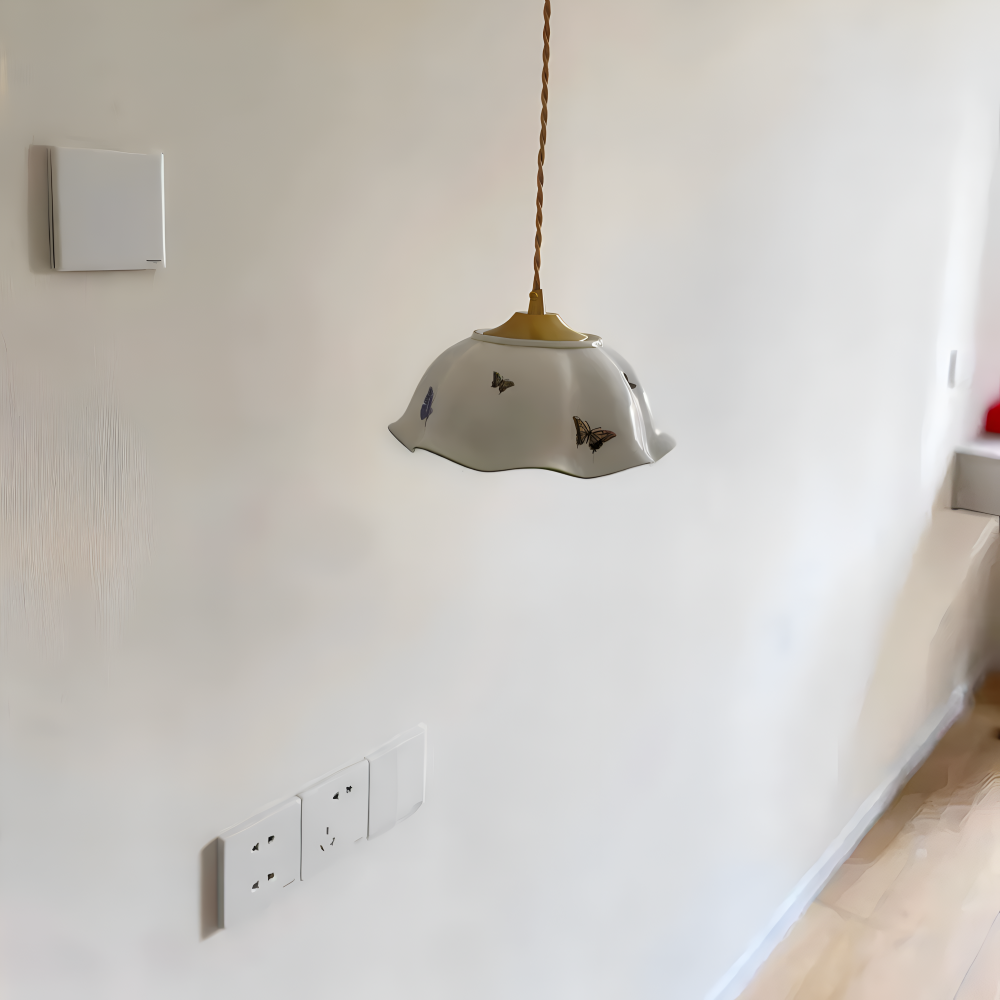Ceramiczna lampa wisząca motyl LED do salonu
