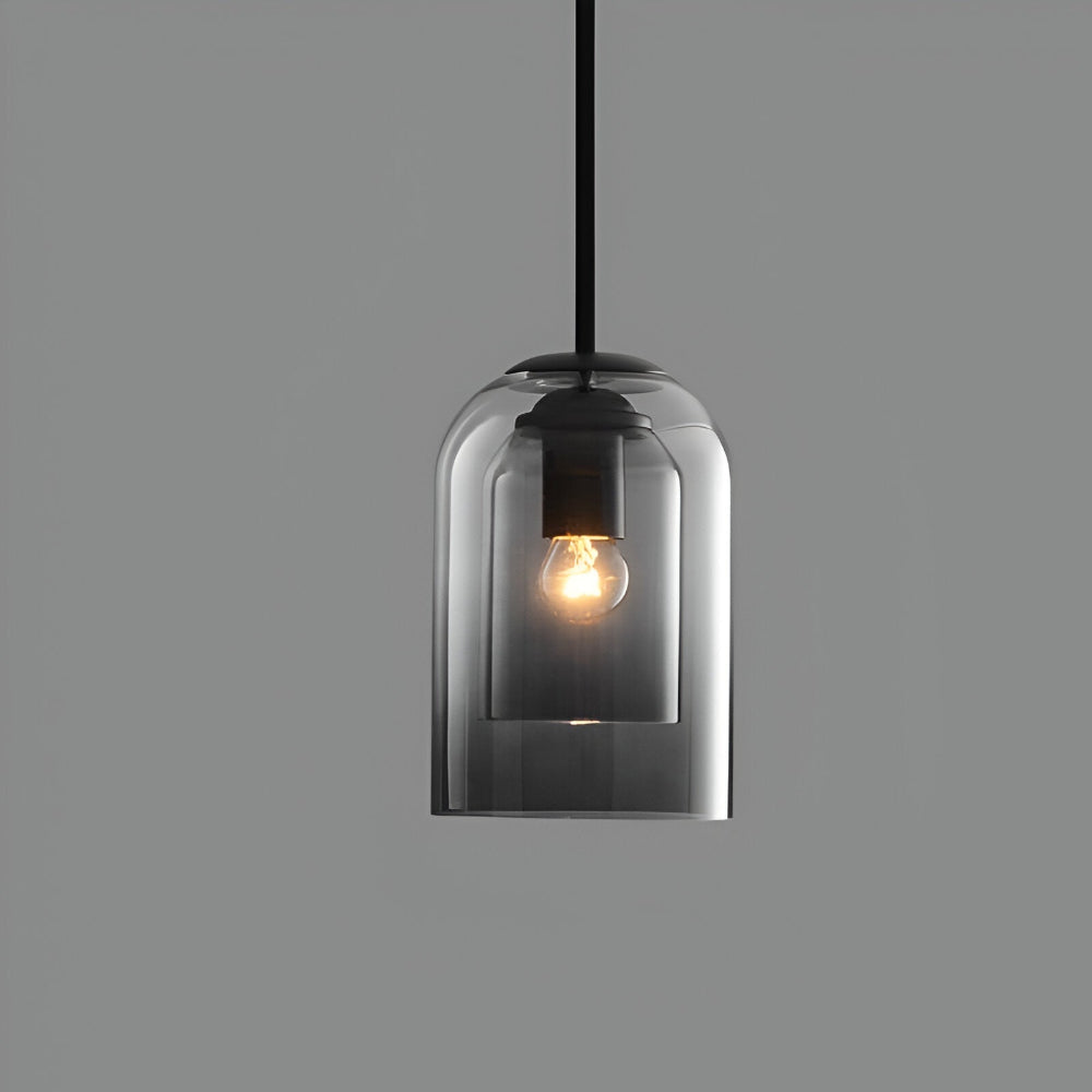 Lampa wisząca z podwójnym szkłem dymionym