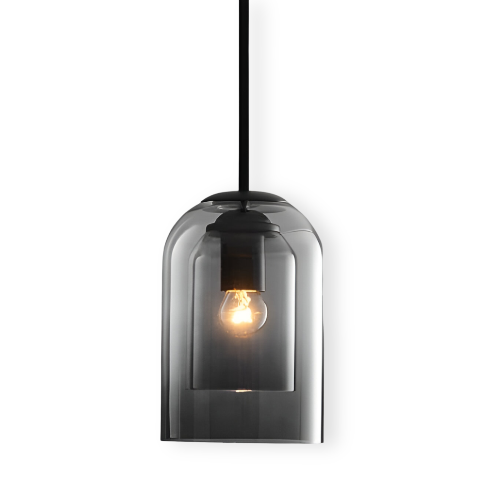 Lampa wisząca z podwójnym szkłem dymionym