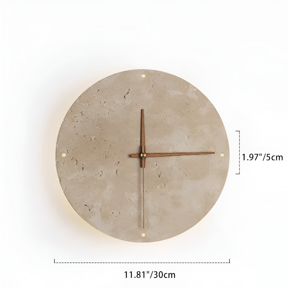 Okrągły kinkiet LED drewno i trawertyn 23/30 cm