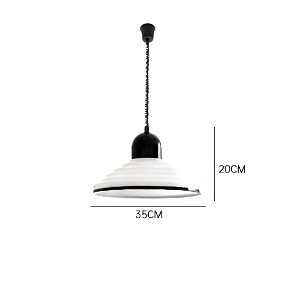 Kremowa lampa sufitowa metalowa z czarnym kablem