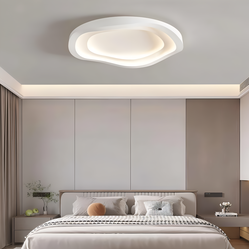 Biała lampa sufitowa LED nowoczesna do sypialni