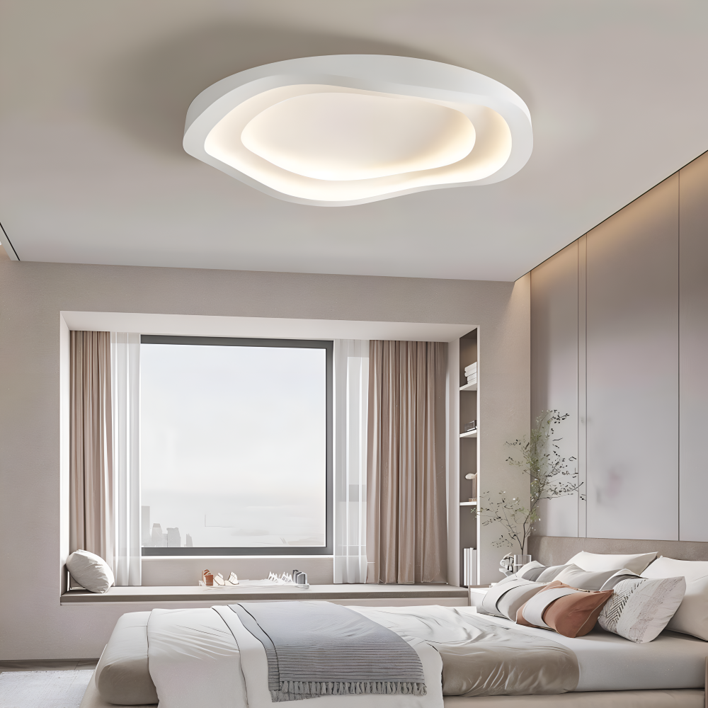 Biała lampa sufitowa LED nowoczesna do sypialni