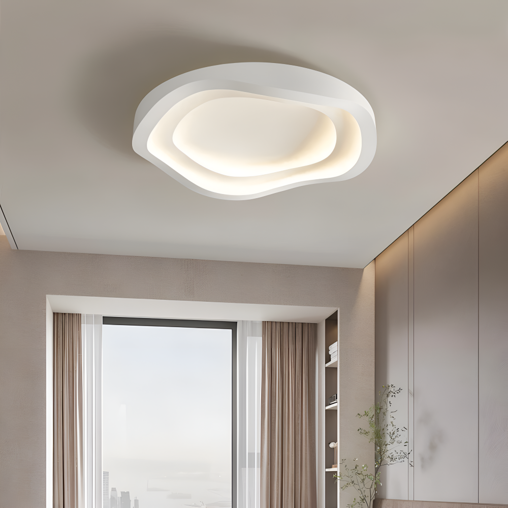 Biała lampa sufitowa LED nowoczesna do sypialni