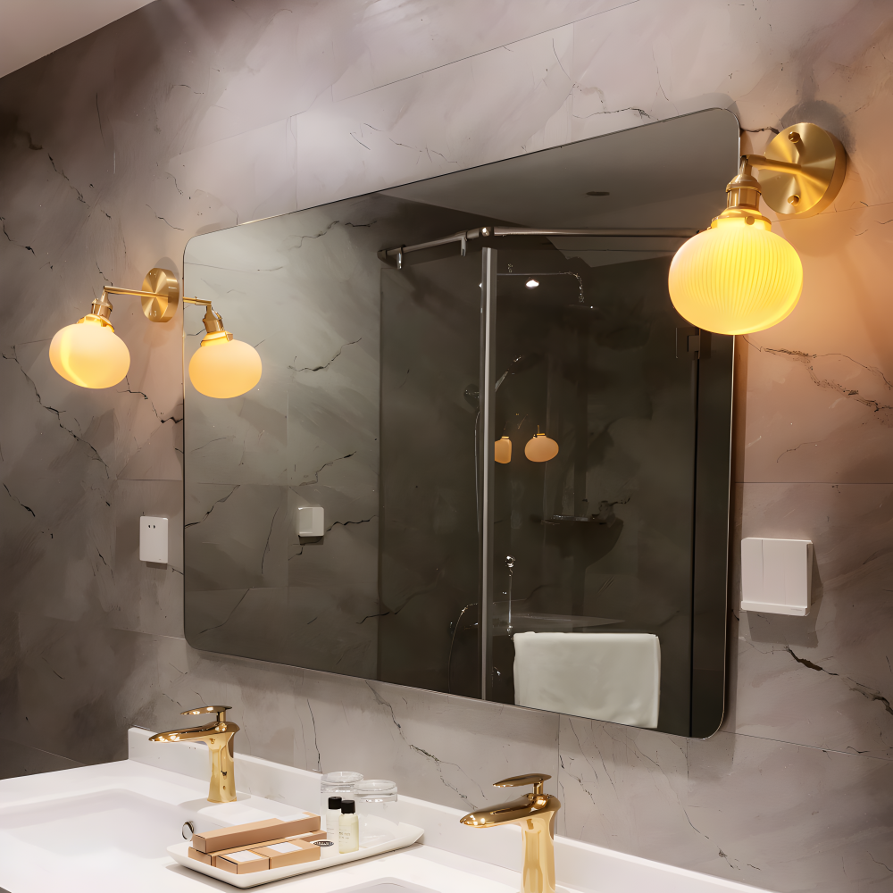 Kinkiet ceramiczny biały z ryflowanym kloszem