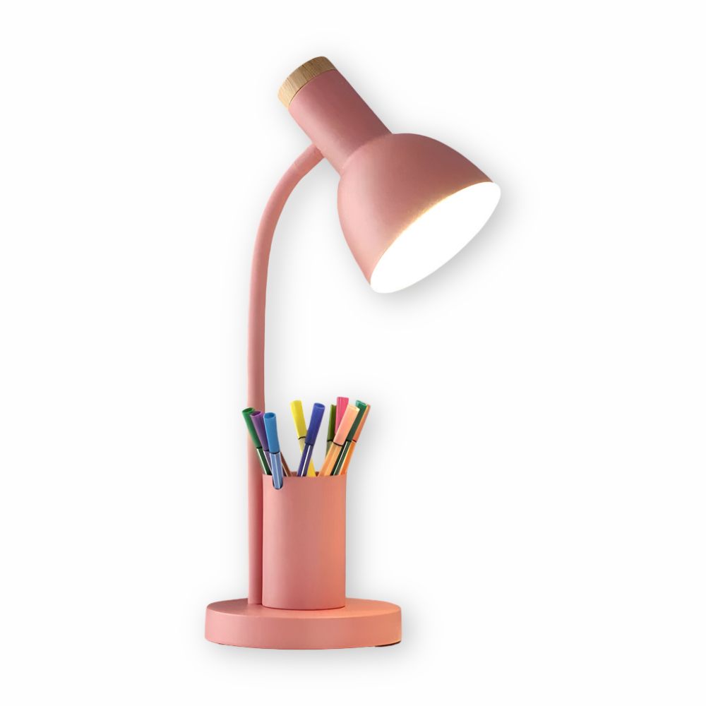 Lampa biurkowa LED z uchwytem na długopisy – nowoczesna, regulowana, 3 barwy światła