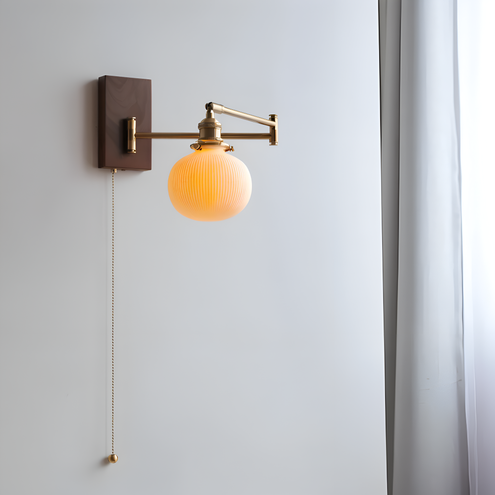 Regulowana lampa ścienna ceramiczna z włącznikiem
