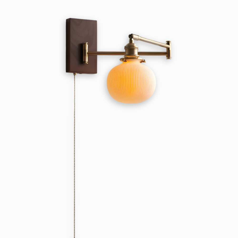 Regulowana lampa ścienna ceramiczna z włącznikiem