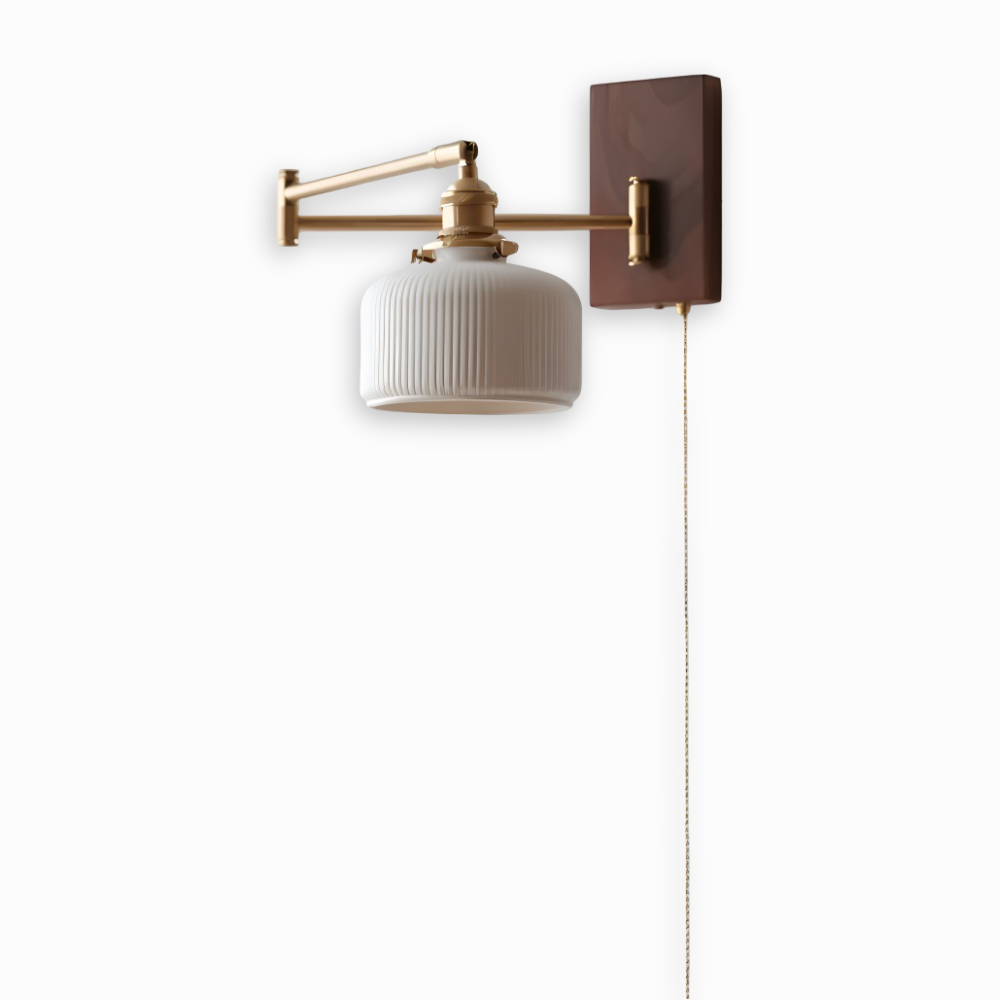 Regulowana lampa ścienna ceramiczna z włącznikiem