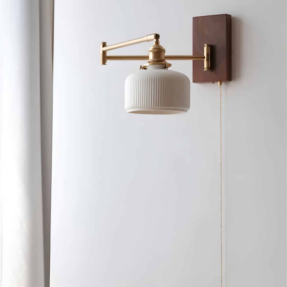 Regulowana lampa ścienna ceramiczna z włącznikiem