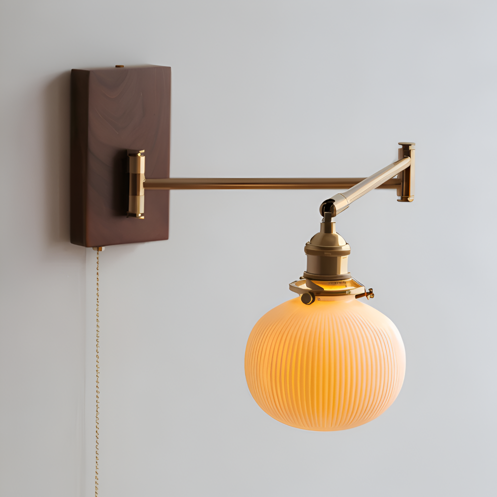 Regulowana lampa ścienna ceramiczna z włącznikiem