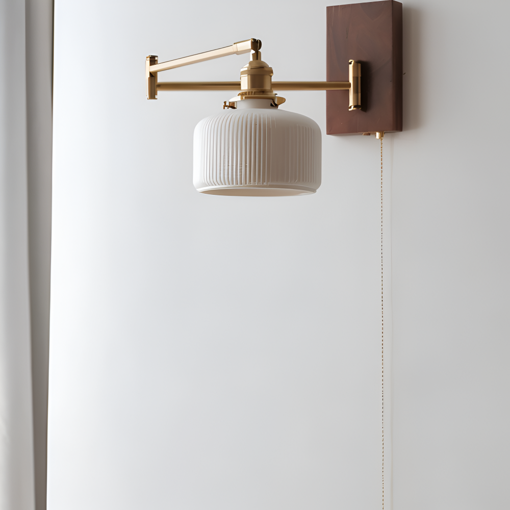 Regulowana lampa ścienna ceramiczna z włącznikiem