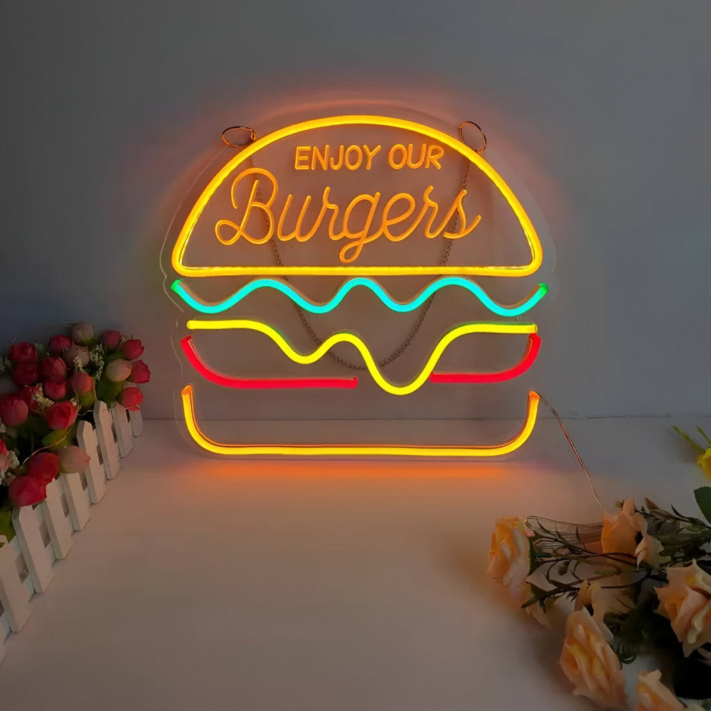 Kolorowy neon LED fast food do baru restauracji i kuchni