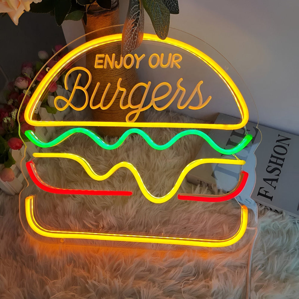 Kolorowy neon LED fast food do baru restauracji i kuchni