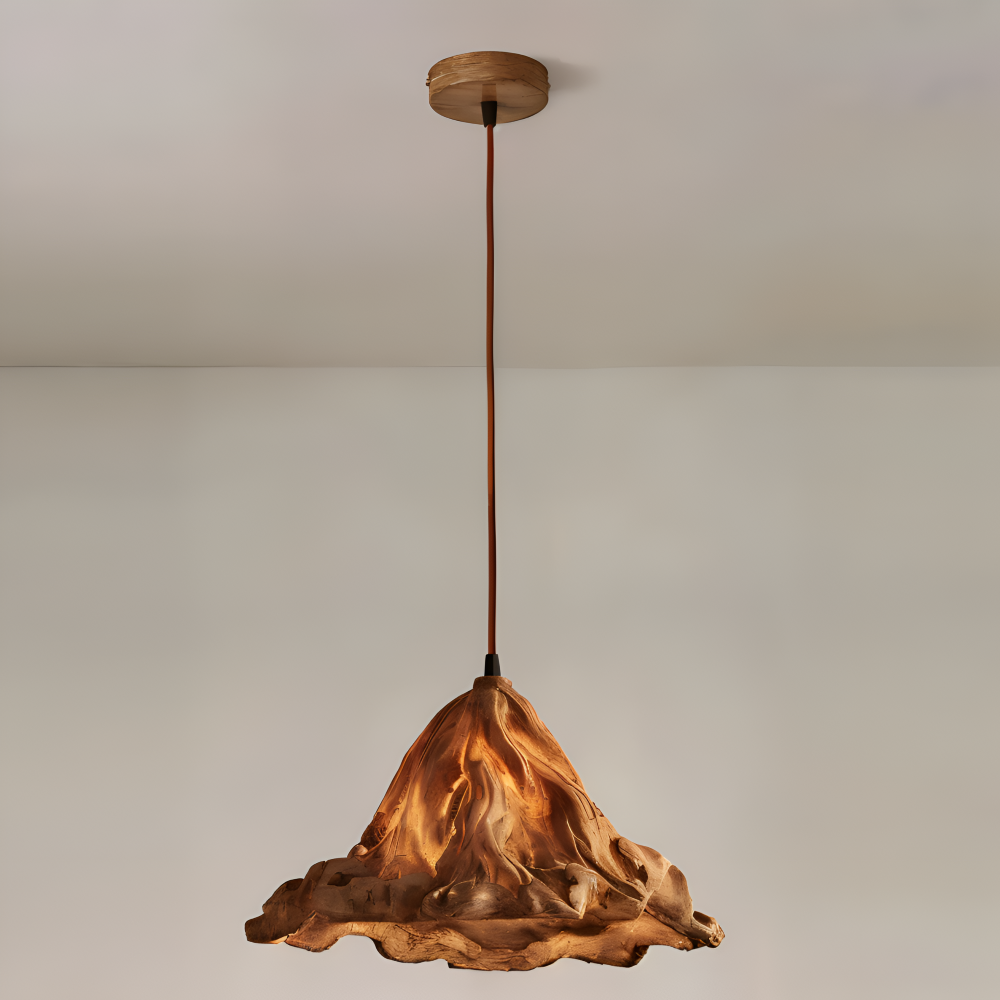 Lampa wisząca wulkaniczna z żywicy i metalu