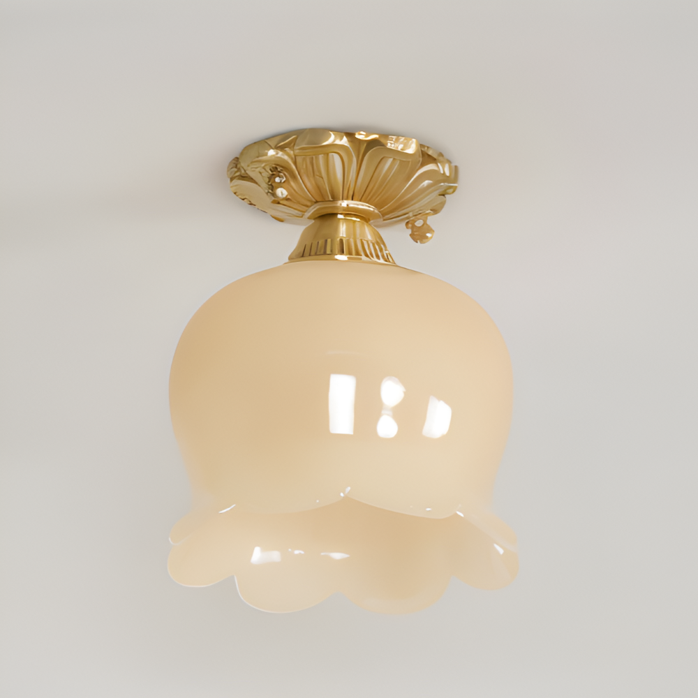 Lampa sufitowa LED kwiatowa vintage beżowa