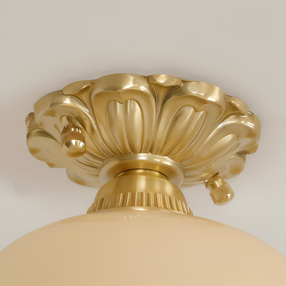 Lampa sufitowa LED kwiatowa vintage beżowa