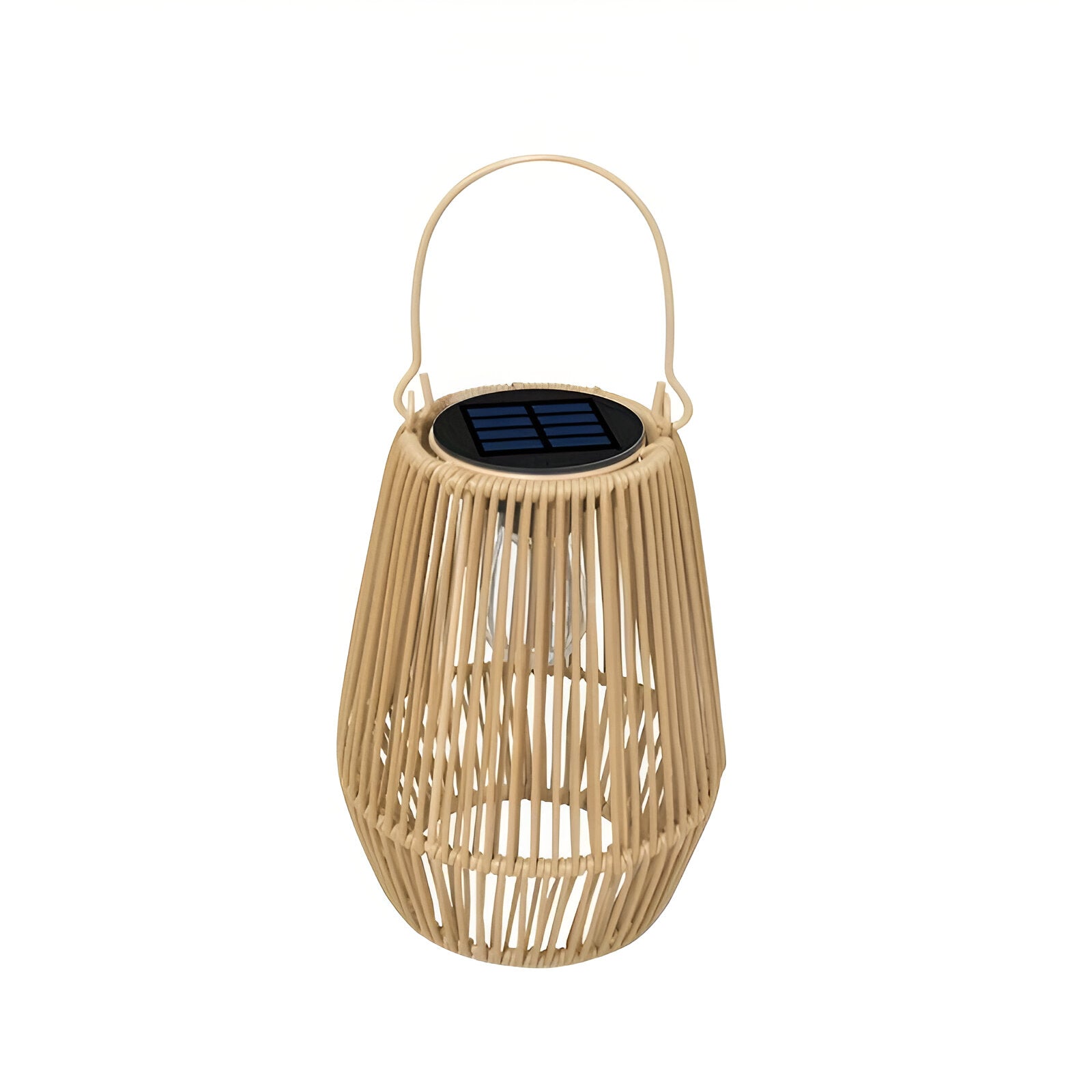Solarna lampa wisząca z rattanu do ogrodu