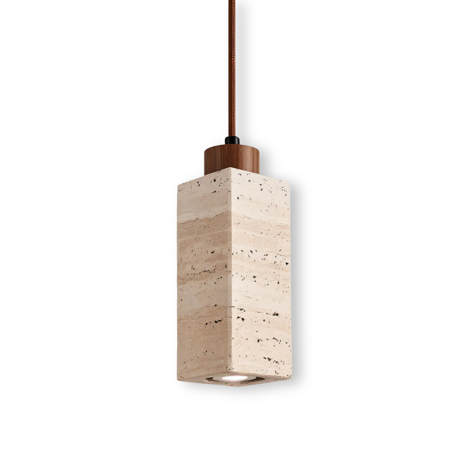 Marmurowa lampa wisząca cylindryczna z miedzią