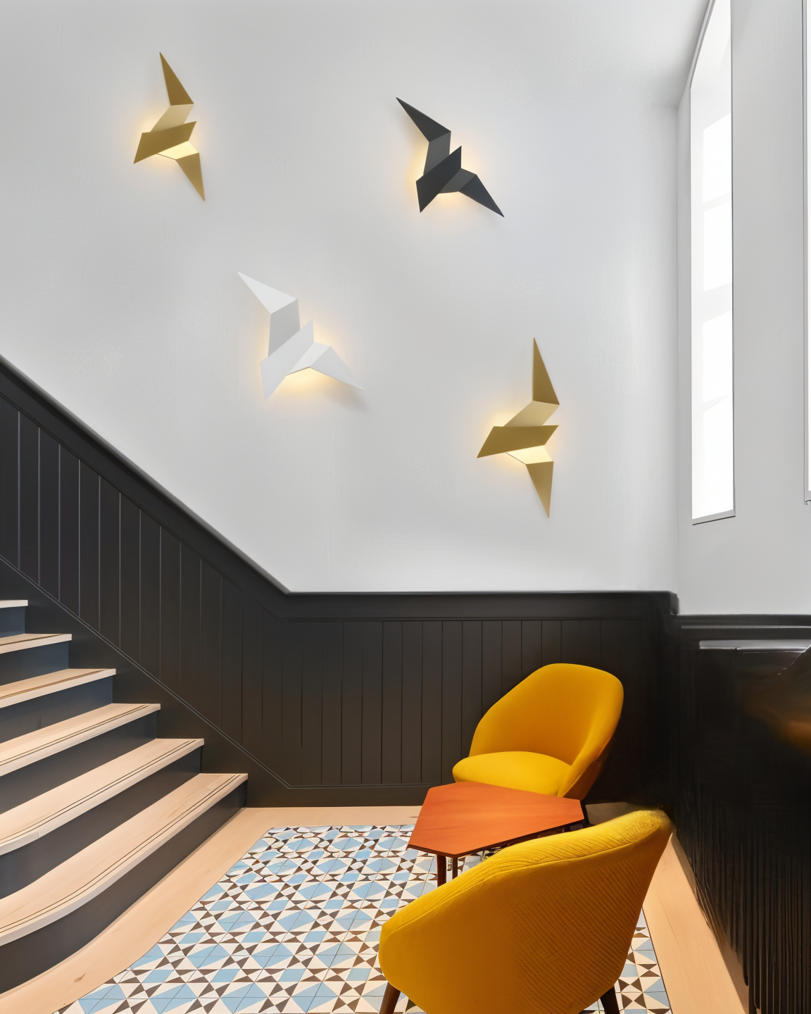 Kinkiet origami ptak LED japoński do salonu