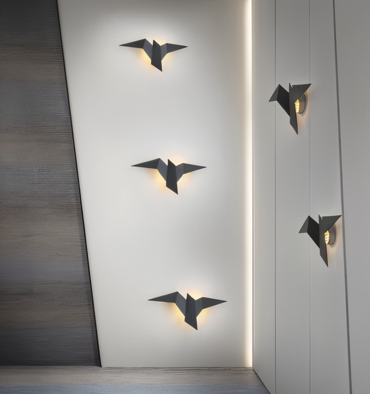 Kinkiet origami ptak LED japoński do salonu