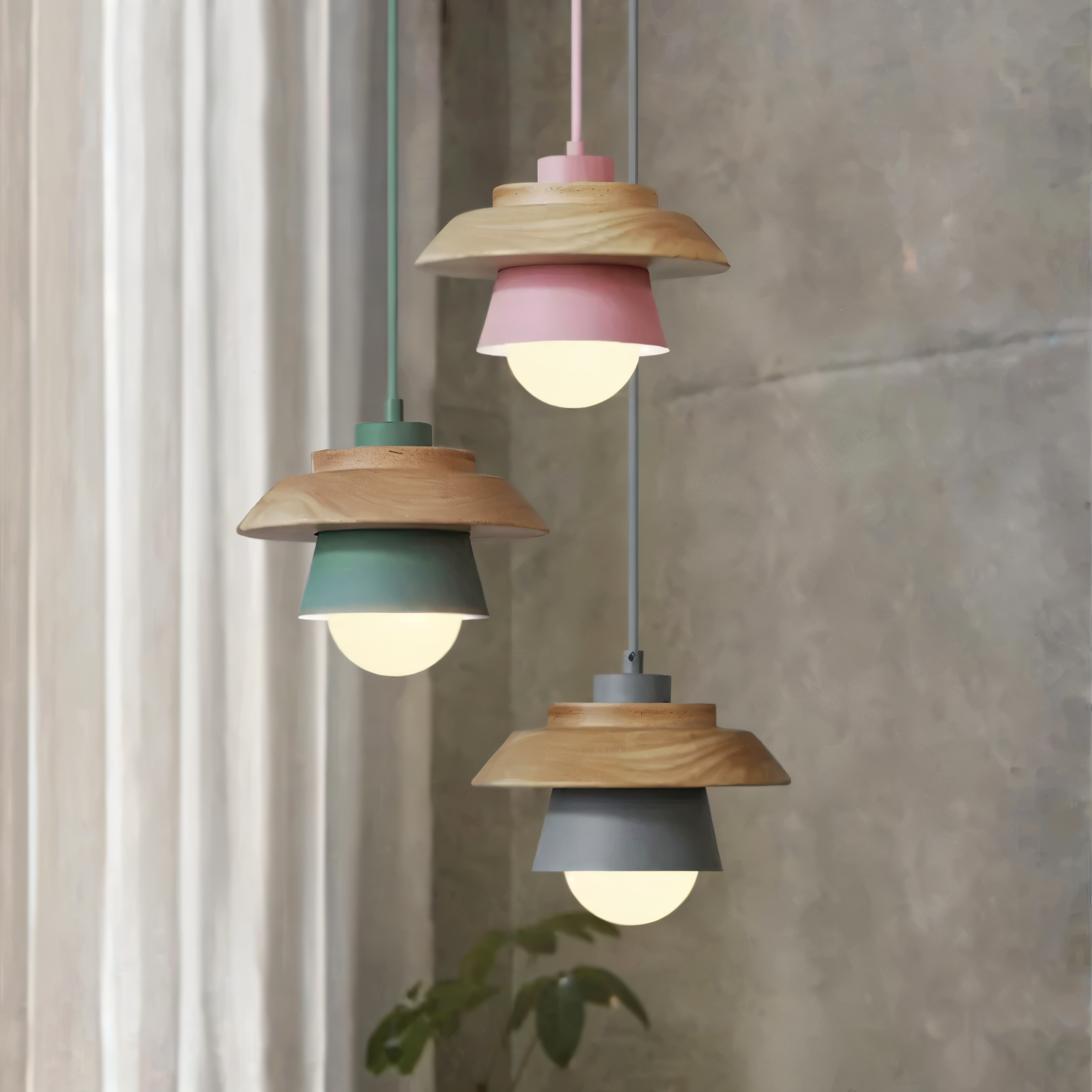 Lampa wisząca drewniano-metalowa w stylu skandynawskim
