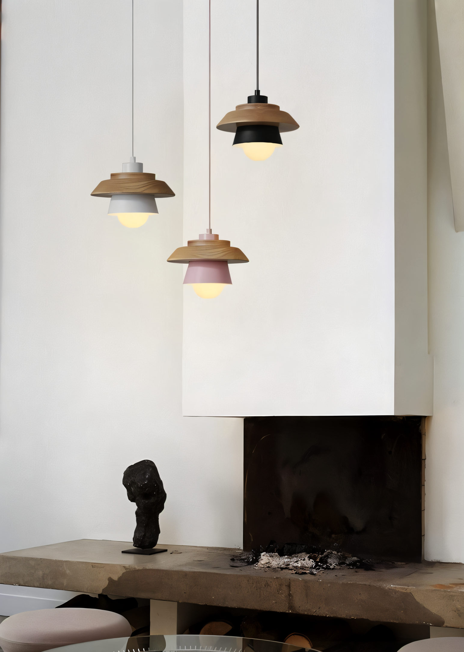 Lampa wisząca drewniano-metalowa w stylu skandynawskim
