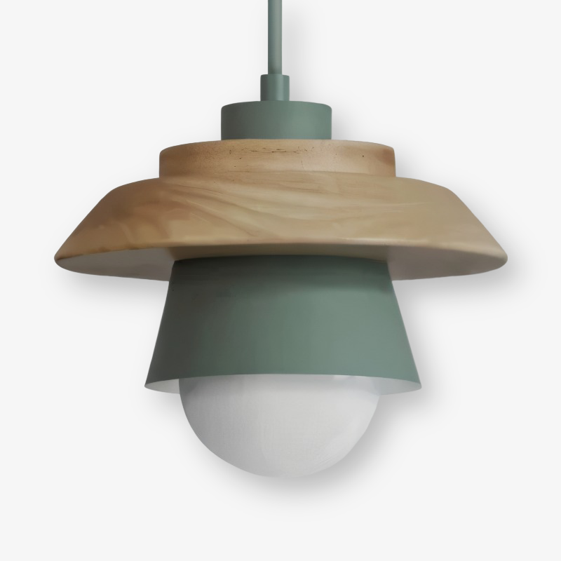 Lampa wisząca drewniano-metalowa w stylu skandynawskim