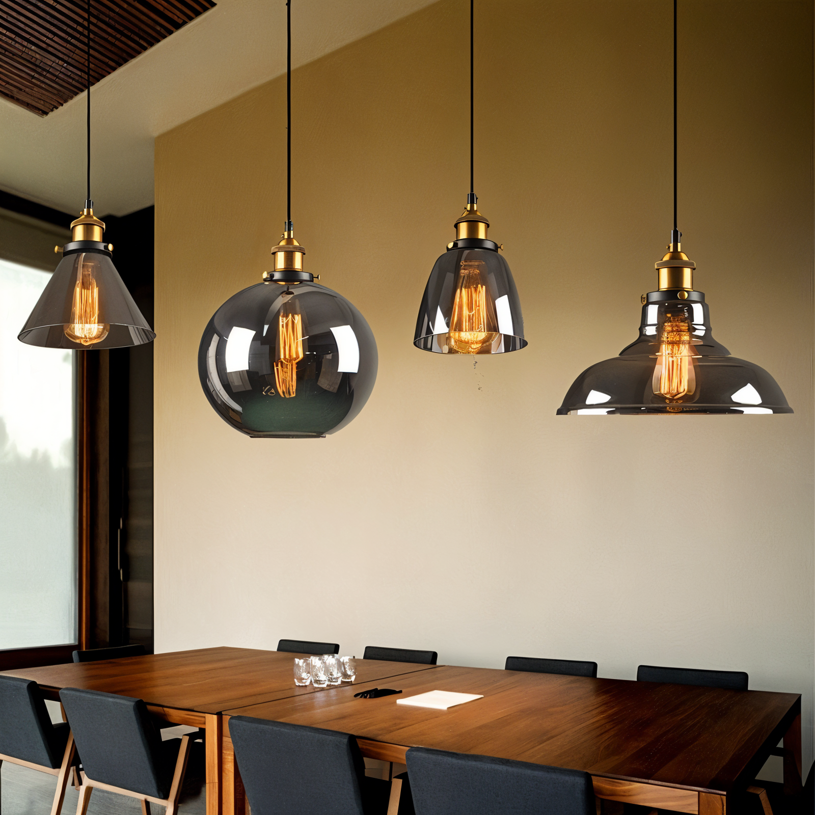 Lampa sufitowa vintage dymione szkło E27 industrialna