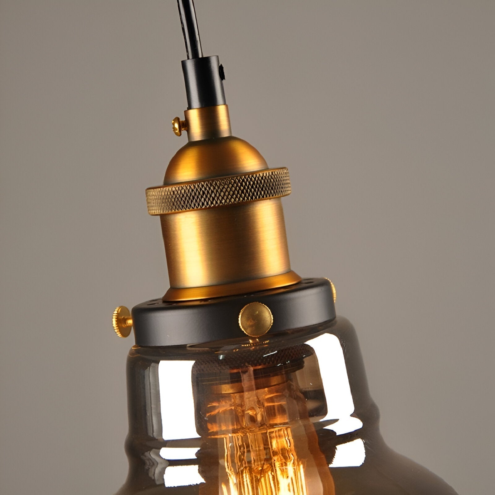 Lampa sufitowa vintage dymione szkło E27 industrialna