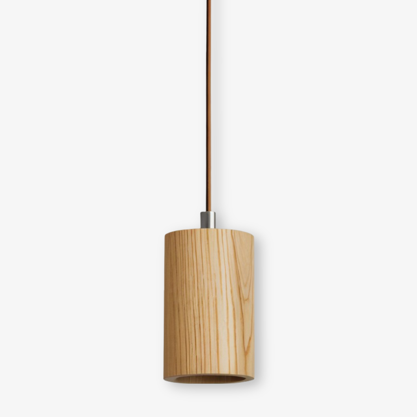 Drewniana lampa wisząca cylindryczna z akacji i jesionu
