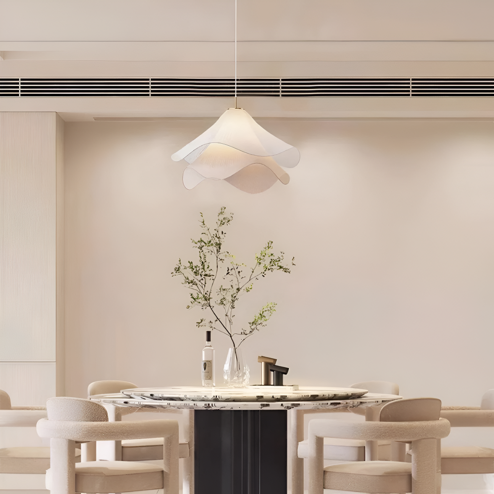 Lampa wisząca Japandi z tkaniny do salonu