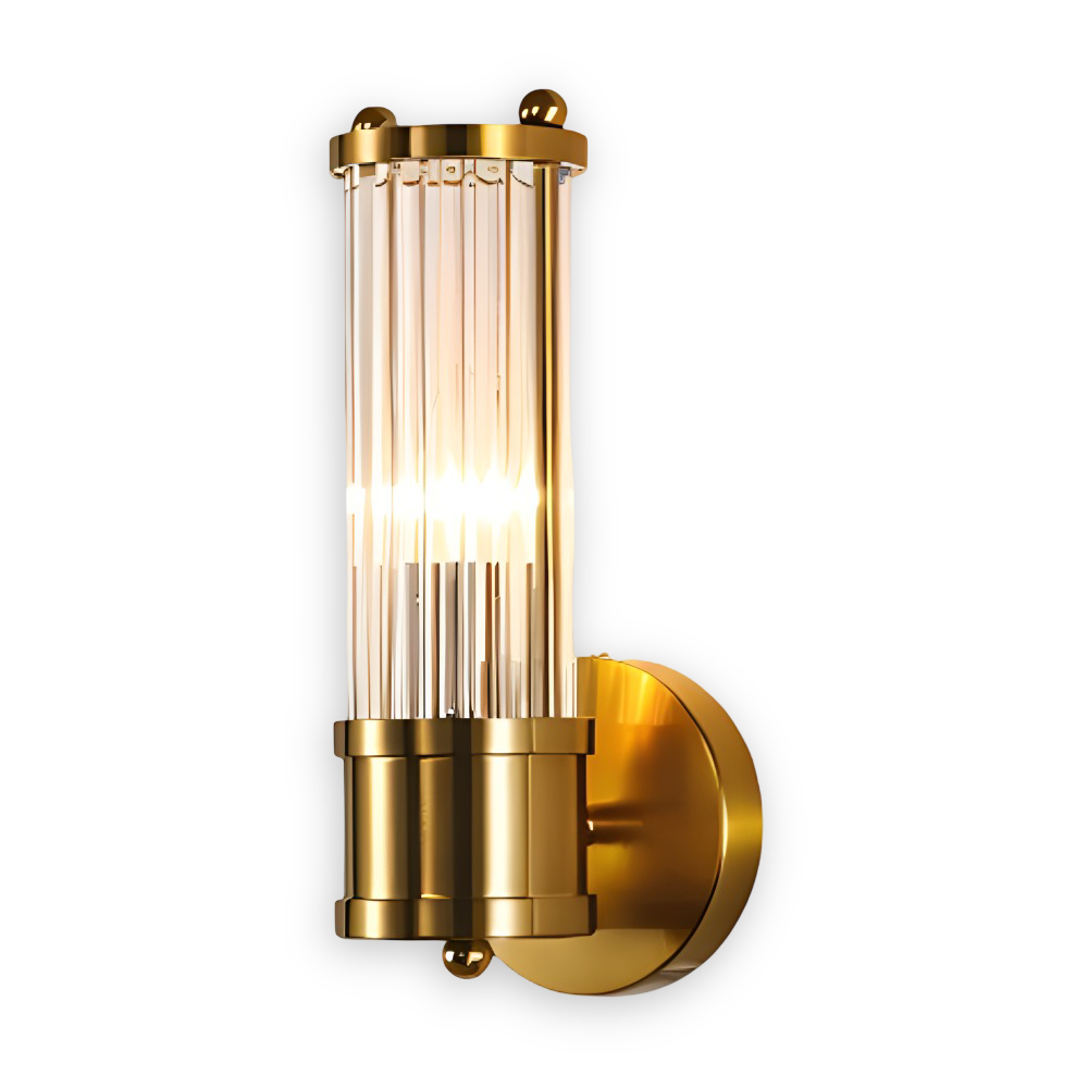 Złota lampa ścienna z kryształowym kloszem E14
