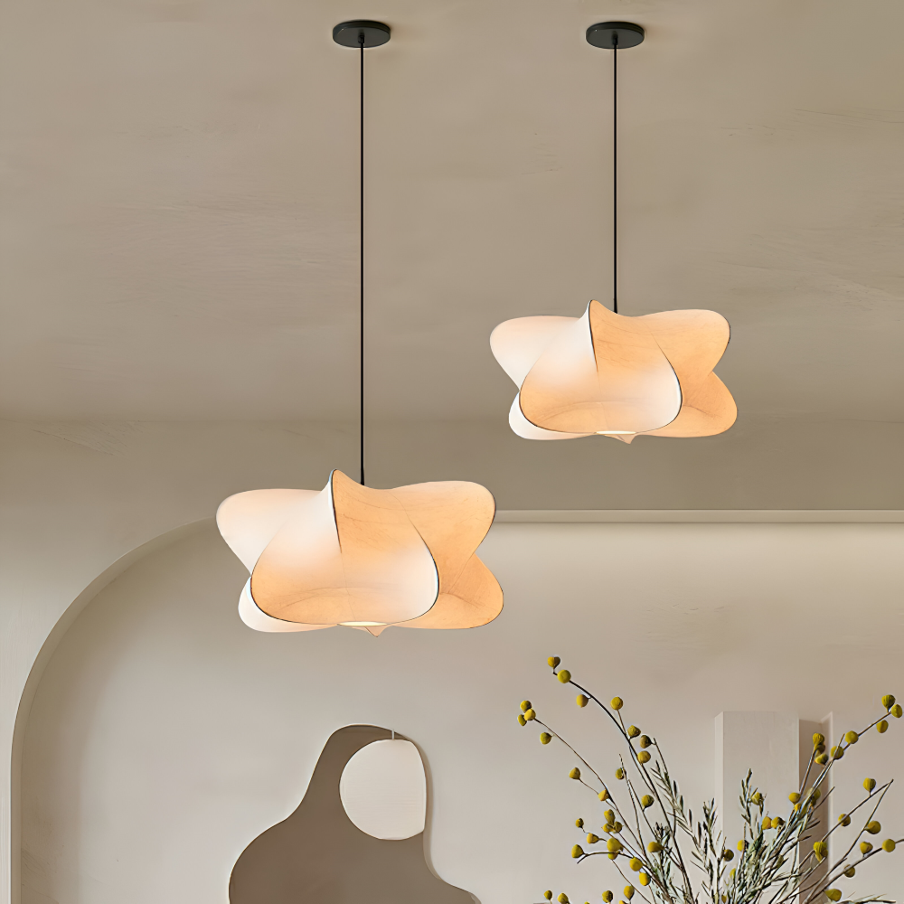 Lampa wisząca Wabi Sabi z jedwabiu do salonu