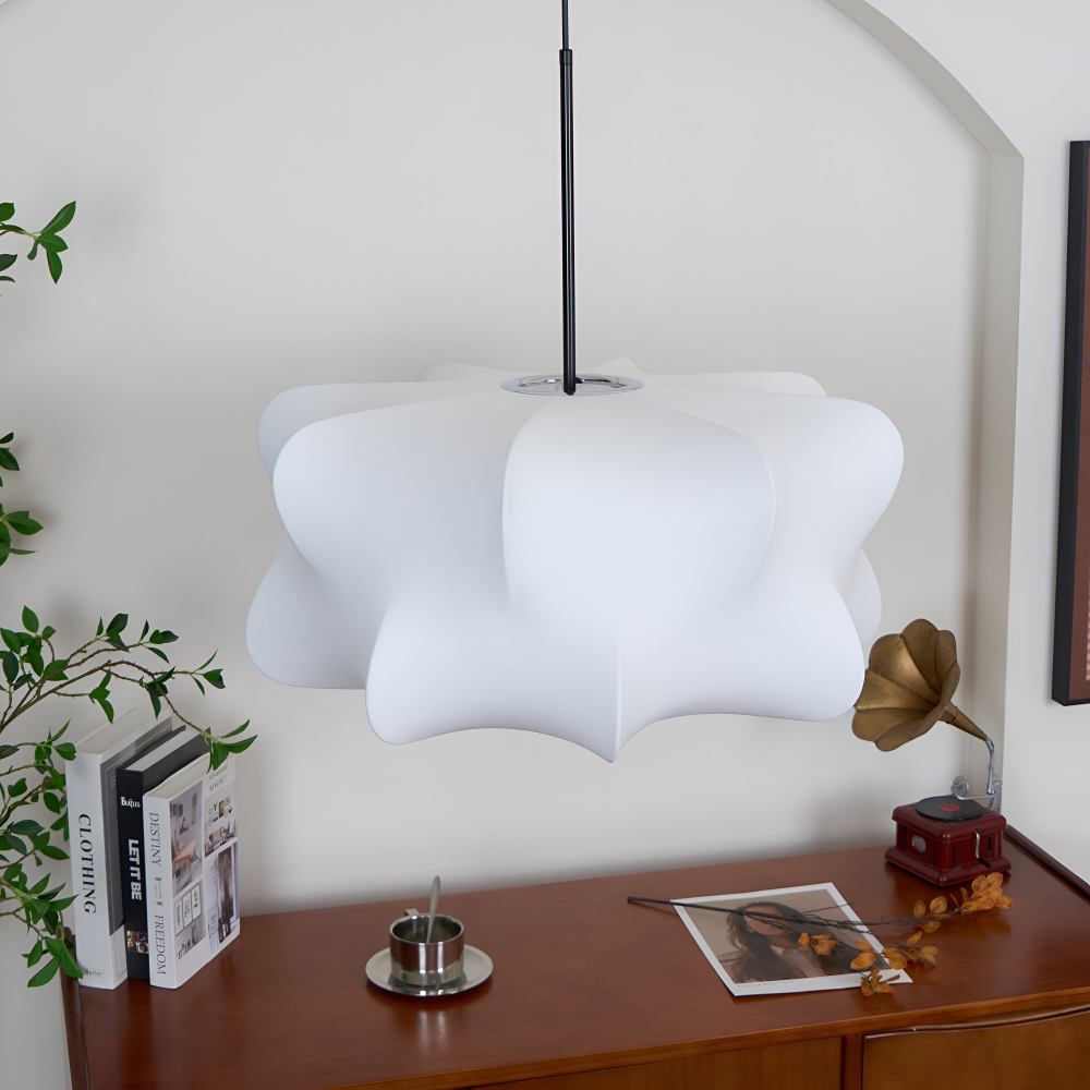 Lampa wisząca Wabi Sabi z jedwabiu do salonu