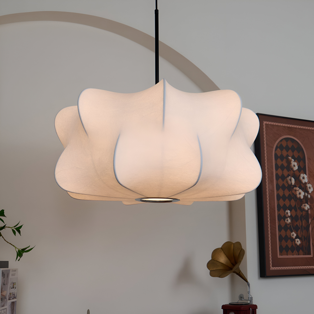 Lampa wisząca Wabi Sabi z jedwabiu do salonu