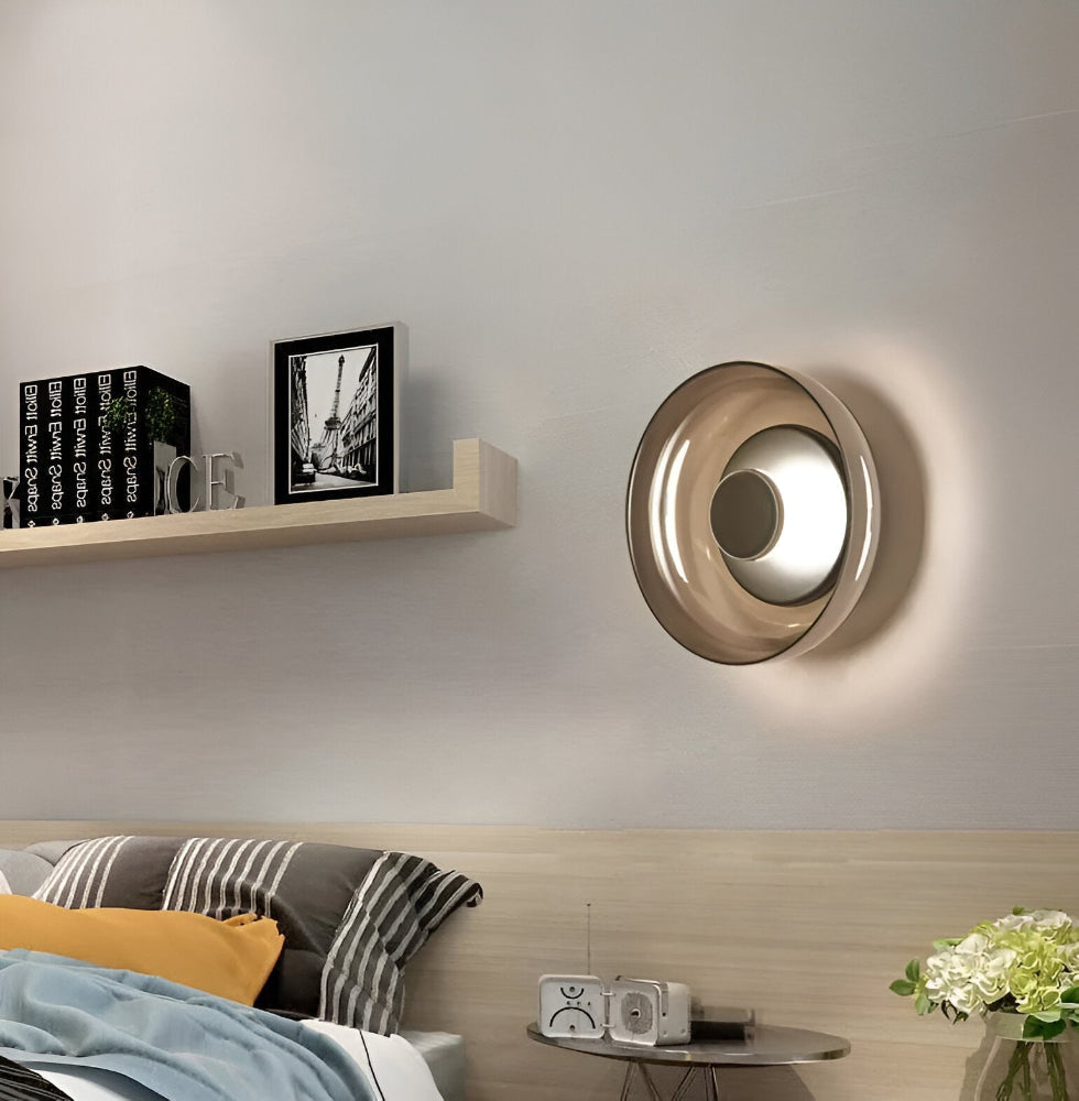 Okrągła lampa ścienna LED ze szkła i aluminium