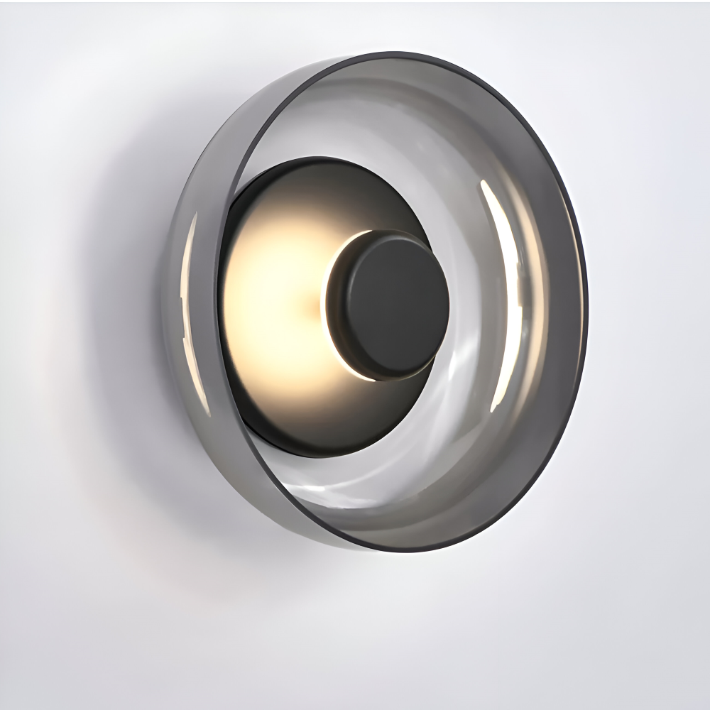 Okrągła lampa ścienna LED ze szkła i aluminium