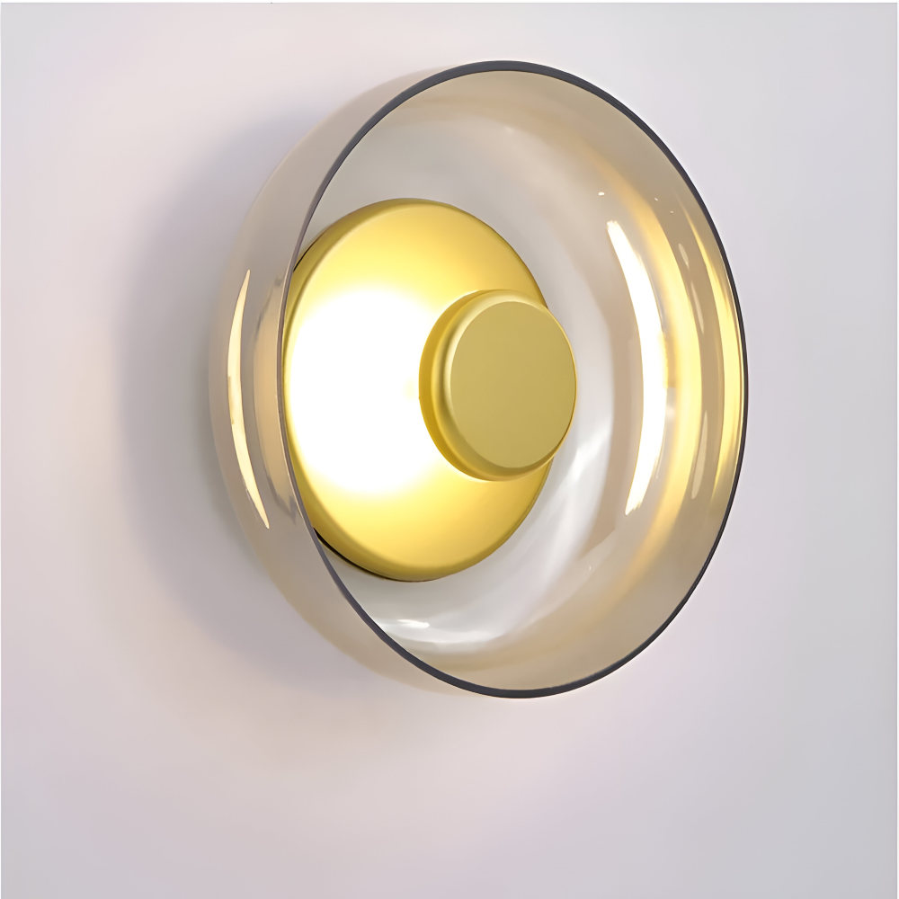 Okrągła lampa ścienna LED ze szkła i aluminium