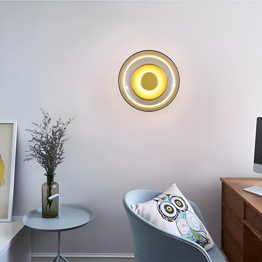 Okrągła lampa ścienna LED ze szkła i aluminium