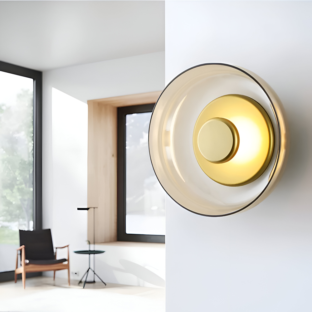 Okrągła lampa ścienna LED ze szkła i aluminium