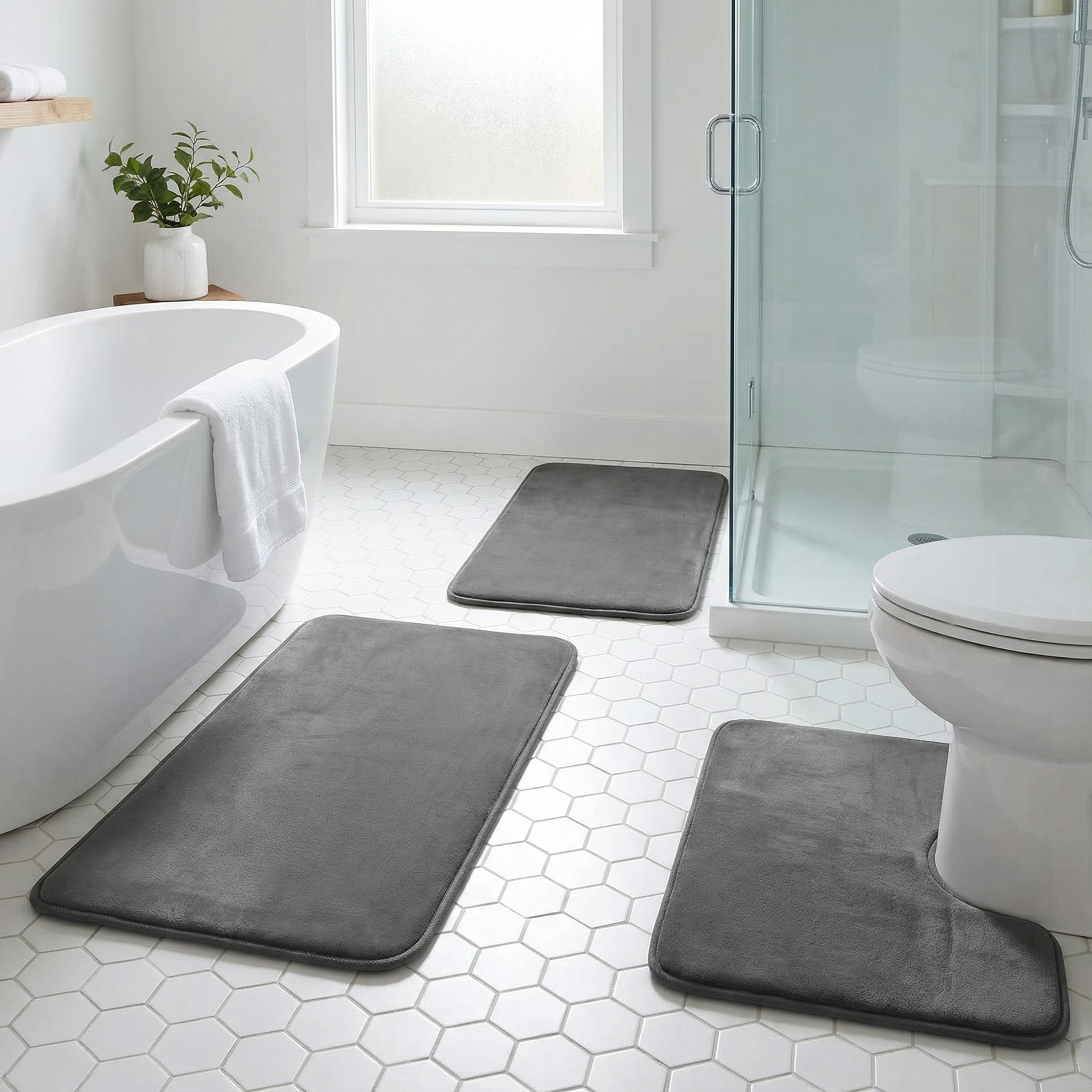 Miękki dywanik łazienkowy z pianki memory foam 3-częściowy